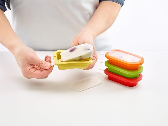 Lékué Set of 4 Stackable Popsicle Molds + Sticks & Lids | Homemade Freezer Ice - Image 7