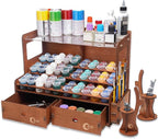 OPHIR Paint Rack for 60 Bottles and 32 Brushes, Wooden Acrylic Paint Organizer by OPHIR