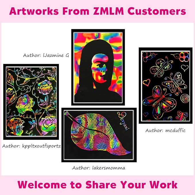 ZMLM Scratch Paper Art-Crafts Gift: 2 Pack Rainbow Notebooks Supplies Toys - Image 5