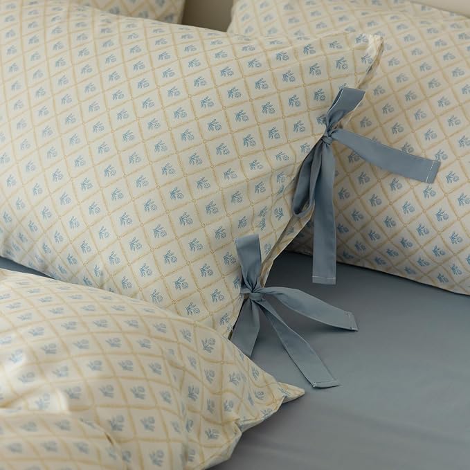 mixinni Blue Floral Duvet Cover Set Queen - Image 8