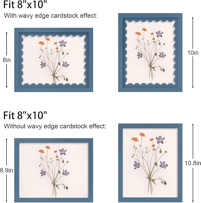 8x10 Picture Frame with Real Glass, Wooden cute 8 x 10 Photo Frame with Wavy Mat - Image 3