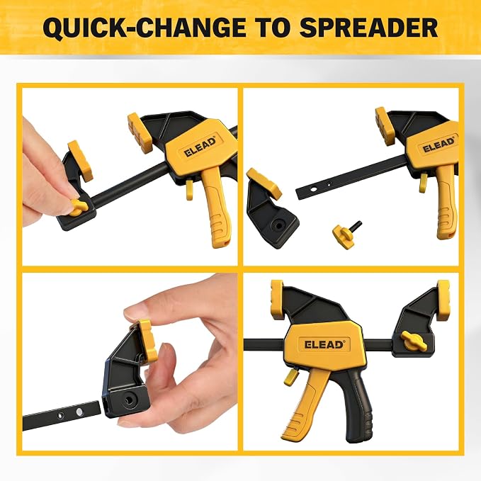 6" Mini Bar Clamps for Woodworking, 2-Piece One-Handed F Clamp/Spreader - Image 6