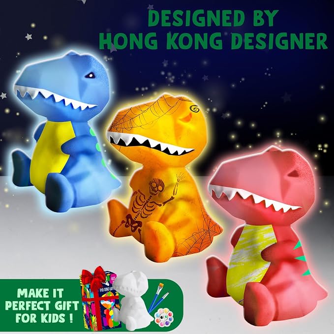 Goody King Paint Your Own Dinosaur Lamp Kit, DIY Night Light, Arts & Crafts - Image 7