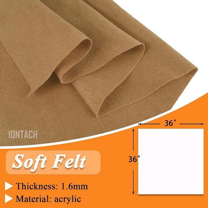 IONTACH 36" X 36" Tan Soft Felt Fabric 1.6mm Thick | Felt Sheets - Image 3