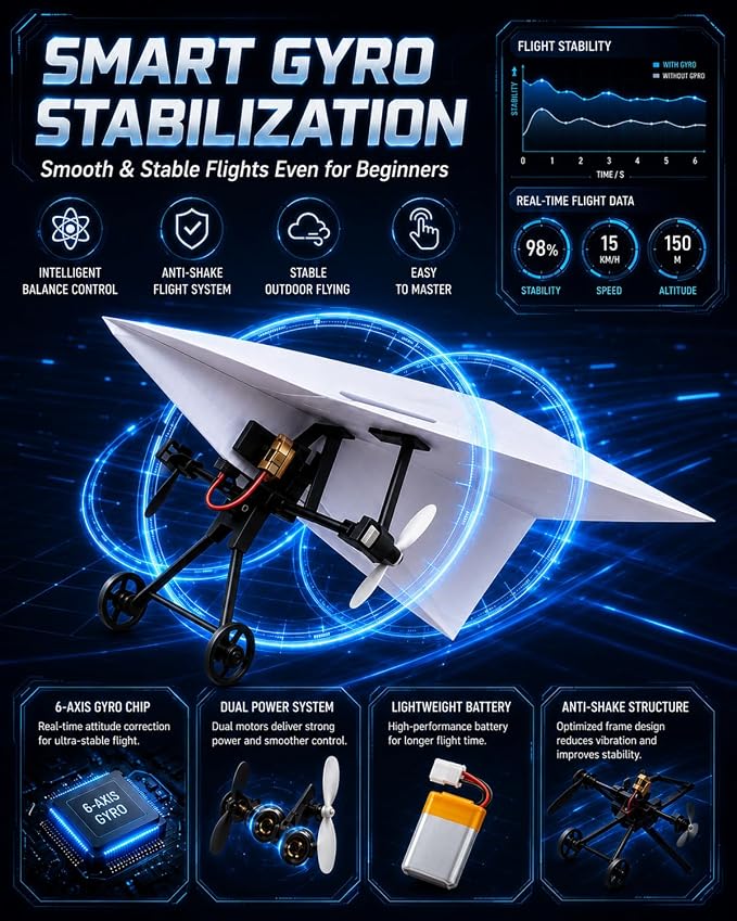 Rc Paper Airplane Motor Kit DIY Model Airplanes Launcher Construction Set - Image 9