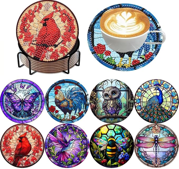 ijbnhd 8 Pack Diamond Art Coasters Kits Animals Diamond Painting Coasters | by ijbnhd