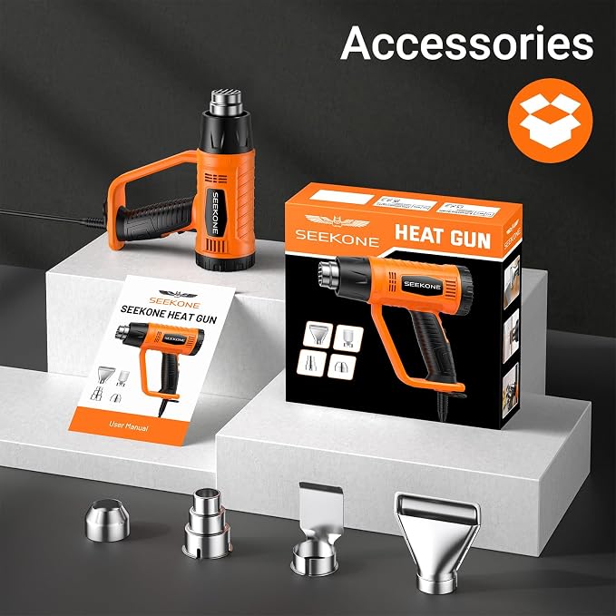 SEEKONE Heat Gun 1800W Heavy Duty Fast Heat Hot Air Gun Kit - Image 8