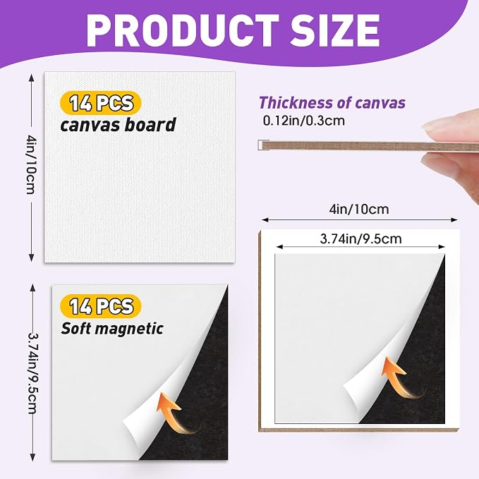 ESRICH 14 Pack 4x4IN Mini Magnetic Canvas Panels, Small Canvases - Image 2