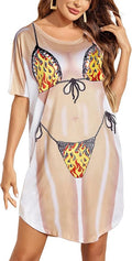 Ekouaer Women's Bikini Shirt Cover Up Short Sleeve Cute Bikini Print Cover-Up by EKOUAER