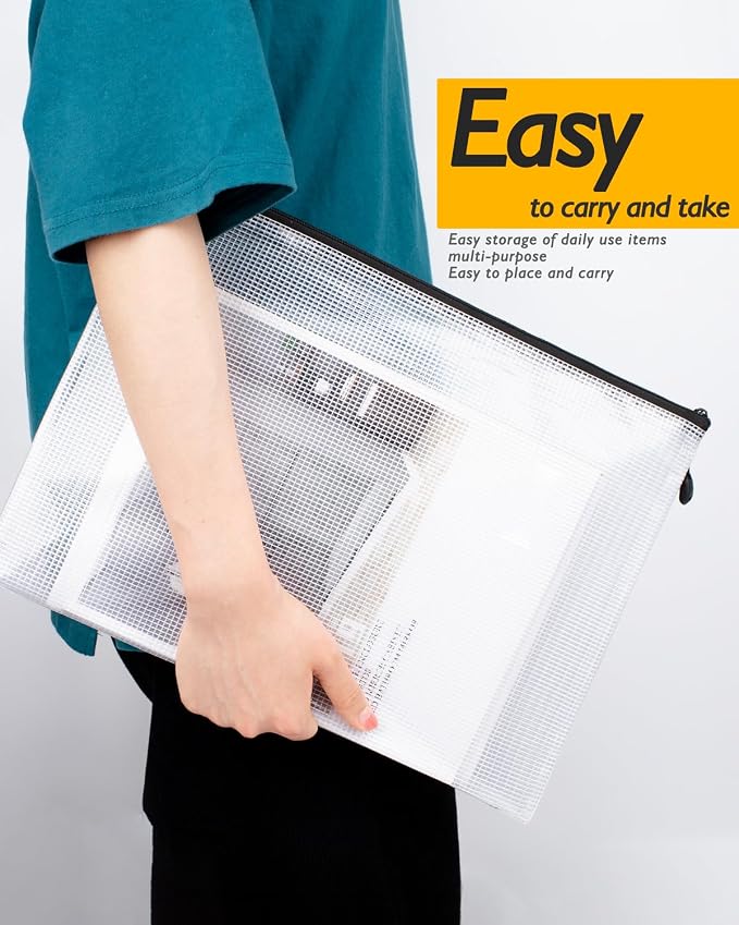 SUNEE Plastic Mesh Zipper Pouch 4.6x9.2 in, Small Water-Resistant Zip Bag - Image 7