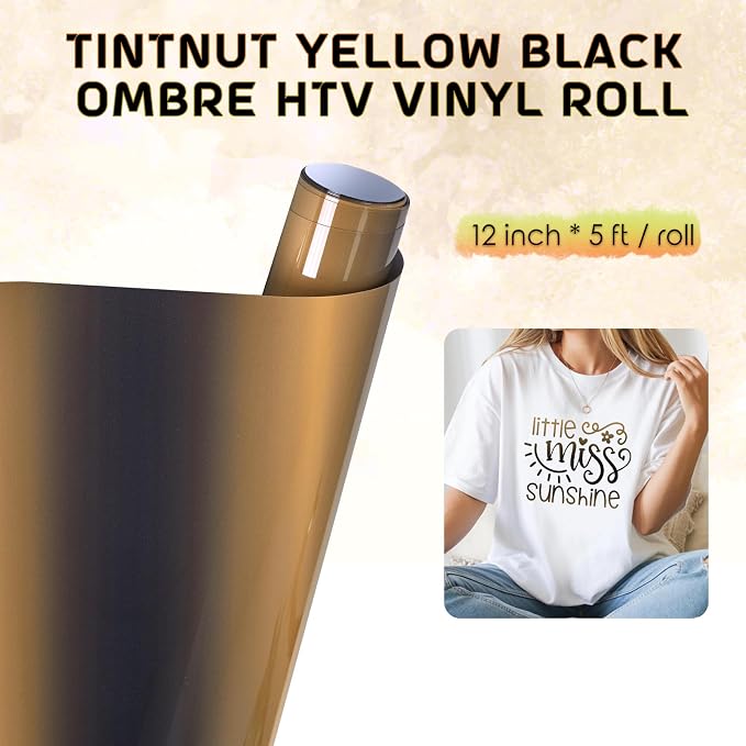 Tintnut Yellow Black Gradient Heat Transfer Vinyl Roll, easy cut & weed - Image 2