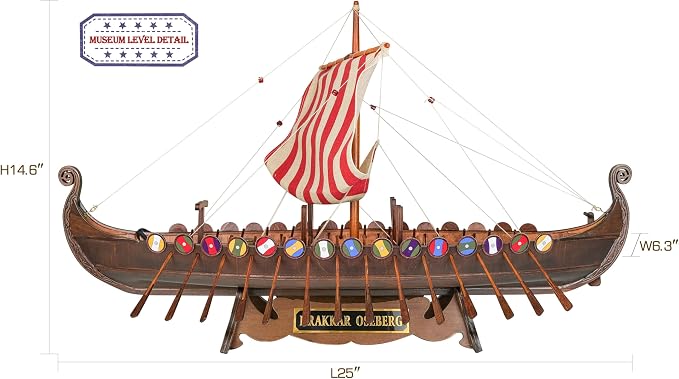 SAILINGSTORY Wooden Viking Ship Model Drakkar Oseberg Longship Model | - Image 2