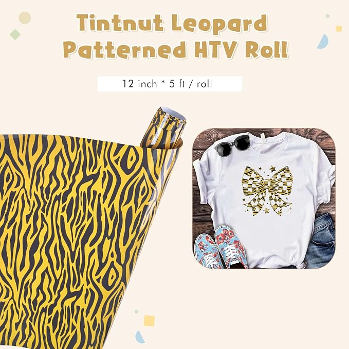 Tintnut Brown Tiger Heat Transfer Vinyl Roll, easy cut & weed, stretch washable - Image 2