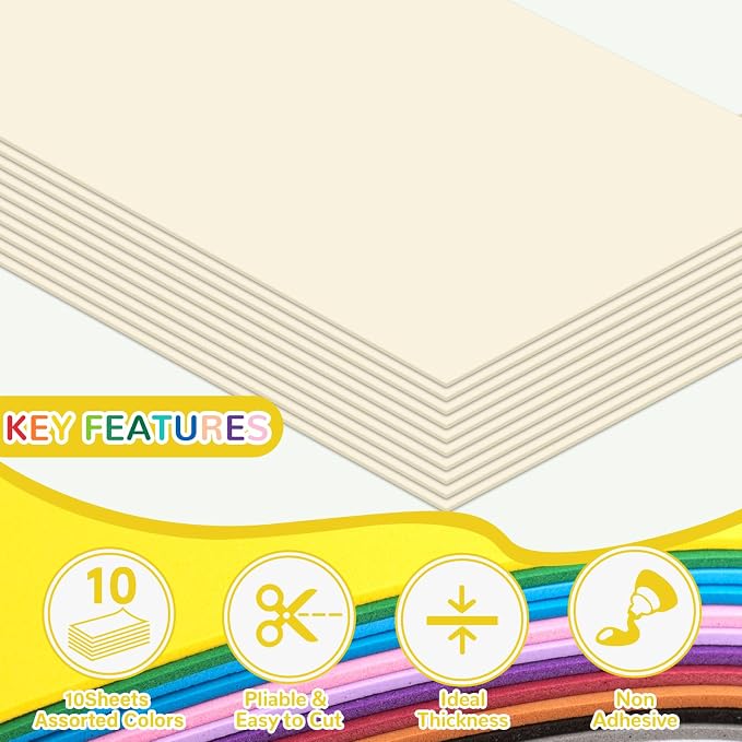 10 Pack Eva Foam Sheets Craft 8 x 12 inch | Foam Paper - Image 3