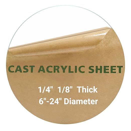 1 Pieces 1/4" Round Plexiglass Sheet, 15 Inch Diameter Clear Acrylic Circle by KurtsCardCare