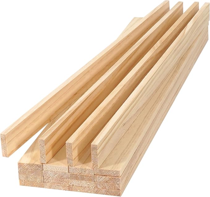 Wood Strips 1/4"x 1" x 17.5", Unfinished Flat Lumber Pine Pieces by Unknown