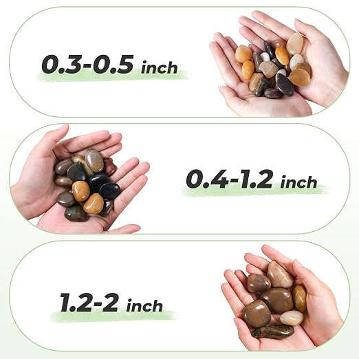 SIDONG 5 lbs Mixed River Rocks, 1.2-2 Inches Highly Polished Pebbles - Image 5