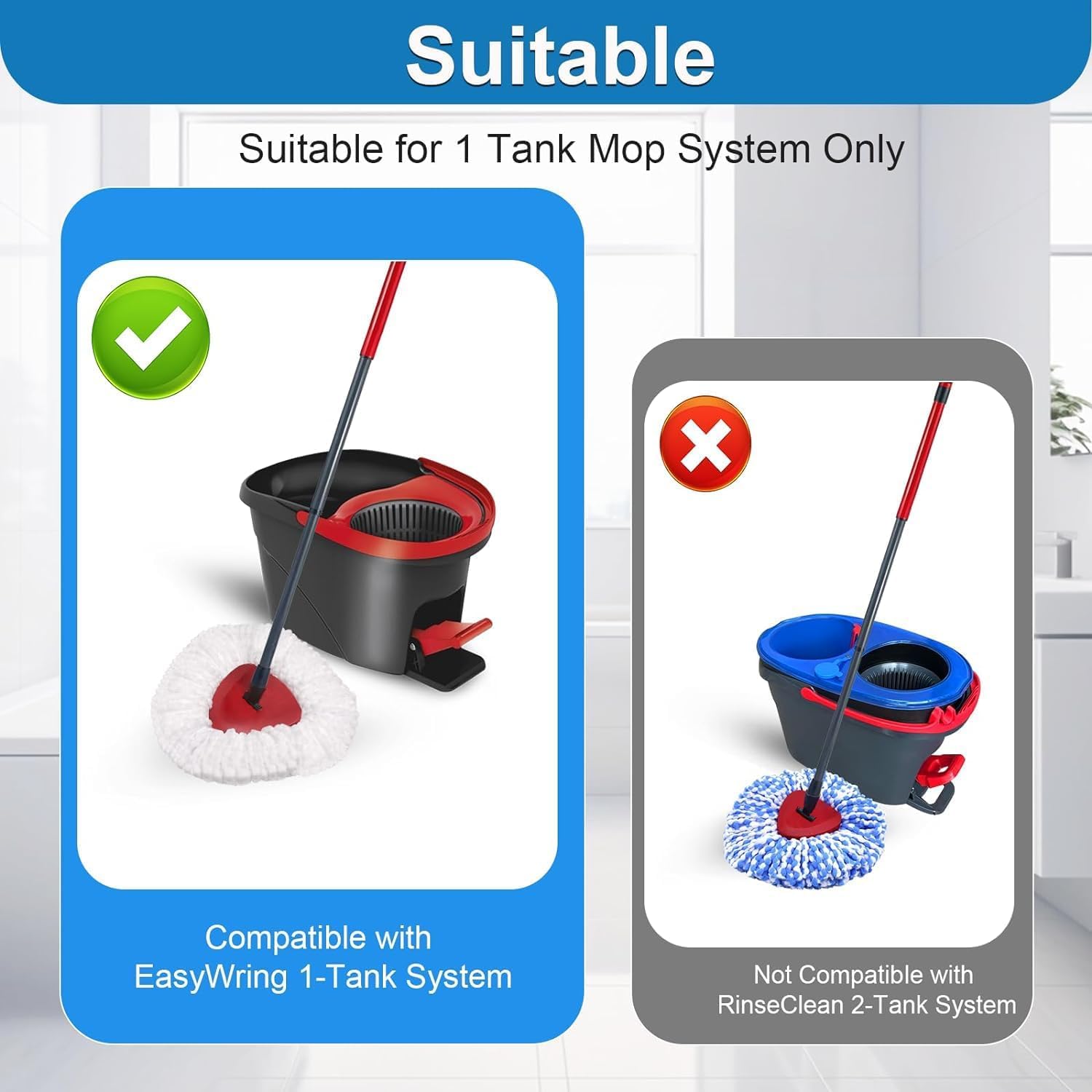 4 Pack Spin Mop Replacement Head Compatible with O Cedar EasyWring 1 Tank Microfiber, 30-58" Handle, Upgraded Triangle Mop Base and Scrub Brush Combo Set