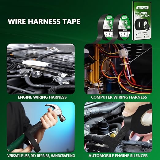 2 Rolls High Temp Wire Harness Tape – OEM-Grade Automotive Cloth Fabric Tape - Image 3
