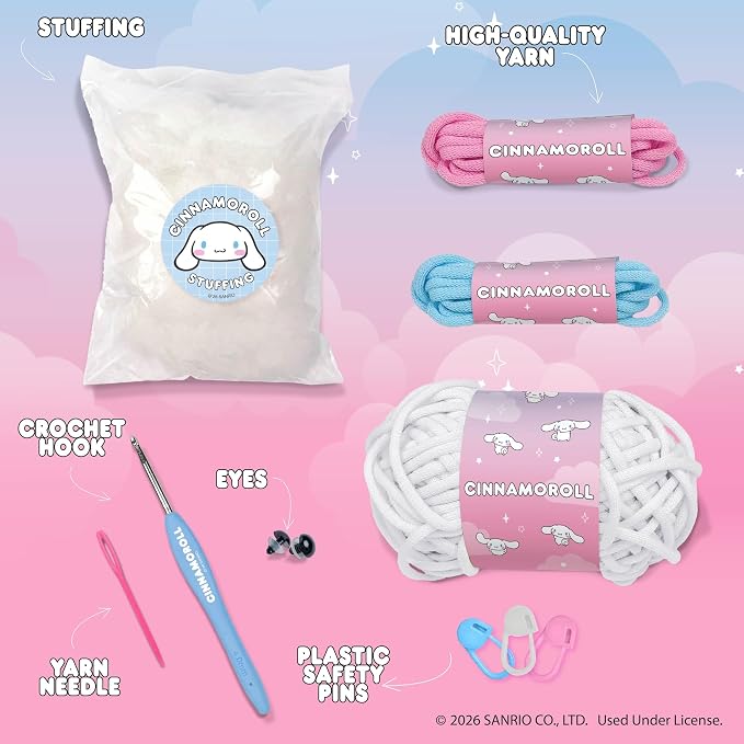 Hello Kitty® and Friends Crochet Kit – Cinnamoroll™ Bag Charm, Sanrio Crochet - Image 2