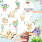100 pcs Mixed Styles Cactus Potted Theme Unfinished Wood Cutout Charms Tropical - Image 3