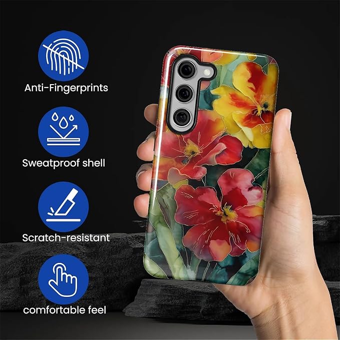 Case for Samsung Galaxy S23 Case, Vintage Floral Girly Design Hybrid Dual - Image 5