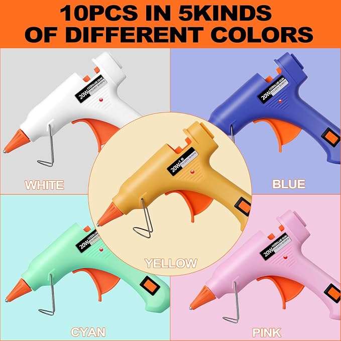 10 Pack Mini Hot Glue Gun with 50 Glue Sticks, 5 Colors Mini Hot Glue Gun Set - Image 3