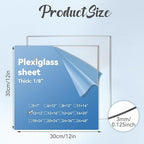 2 Pack Clear Plexiglass Sheets 1/8 inch Thick 12×12In Custom Size Plexiglass - Image 2