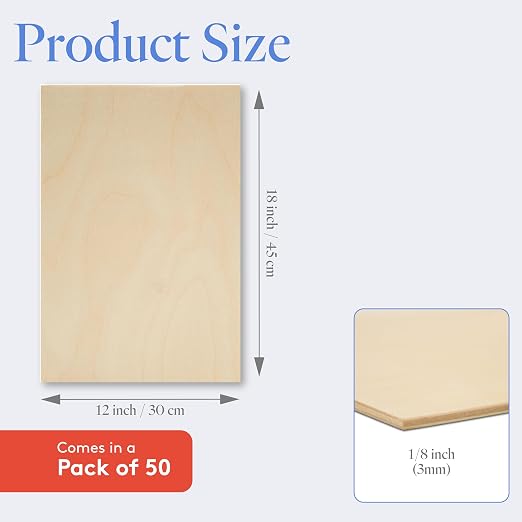 3 mm Baltic Birch Plywood 1/8 x 12 x 18 Inch, Box of 50 B/BB Grade Craft Wood - Image 2