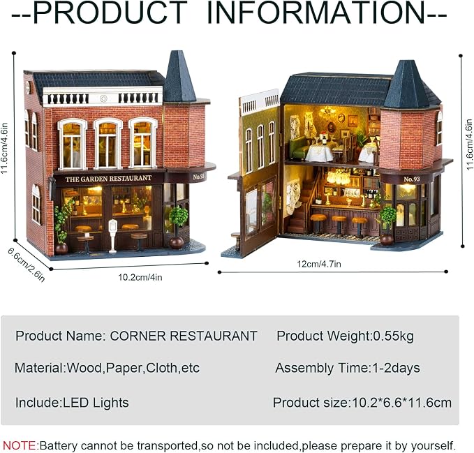 DIY Miniature House Kit, CUTEROOM Wooden Dollhouse Kit Mini House Making Kit - Image 3