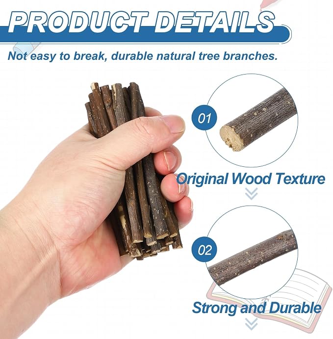 PATIKIL 25 Pcs 4inch Wood Log Sticks, 0.2-0.31inch in Diameter Natural Driftwood - Image 3