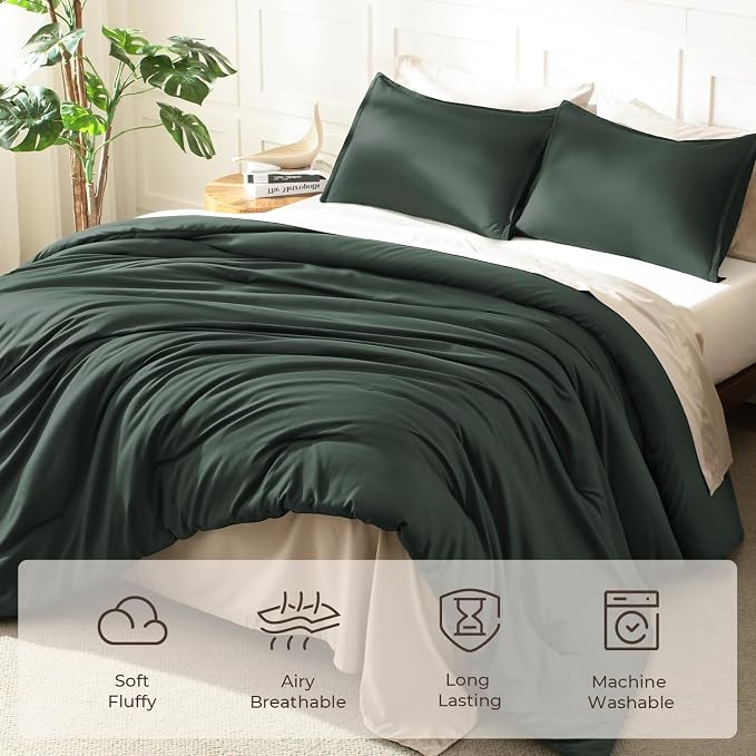 Litanika Forest Green Comforters Oversized Queen Size, 3 Pieces Lightweight - Image 3