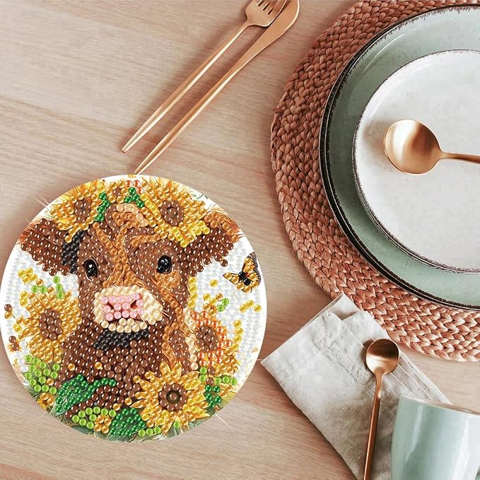 ijbnhd 8 Pack Highland Cow Diamond Art Coasters Kits | Cow Diamond Painting - Image 6