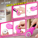 DIYSELF 45mm Rotary Cutter for Fabric, Safety Lock Ergonomic Handle, Quilting - Image 6