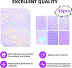 36 Sheets Holographic Laminate Sheets Clear Self Adhesive Sticker Paper | - Image 2