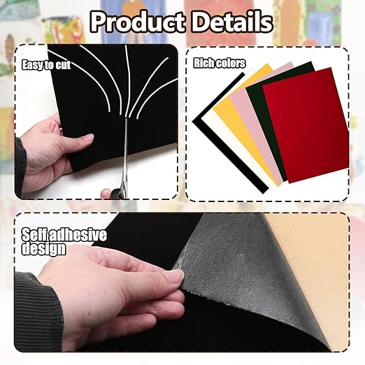 Biaungdo Black Self Adhesive Felt Sheets, 8 x 12 Inch, Felts Fabric - Image 4