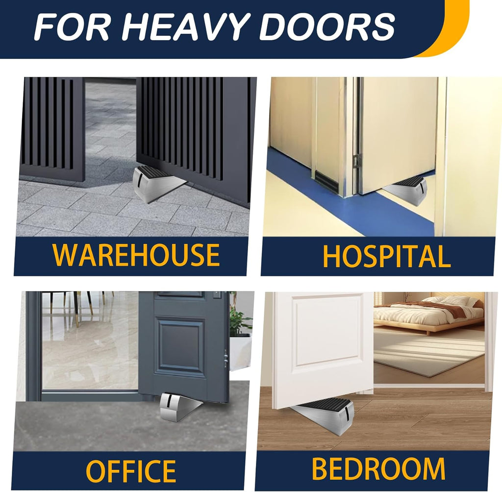Heavy Duty Door Stopper Adjustable Spring Large Stoppers Wedge, Tall up to 3 Inches Doorstop Stainless steels Made Suits Any Heavy Doors