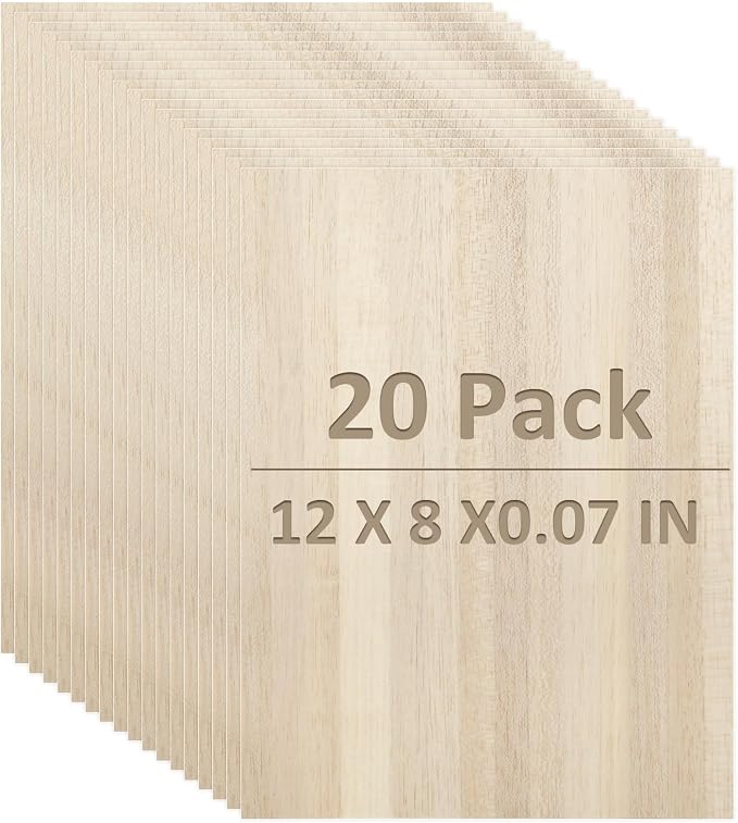 CertBuy 20 Pack Balsa Wood Sheet 8"x12", 2 mm Thin Natural Unfinished Wood by CertBuy