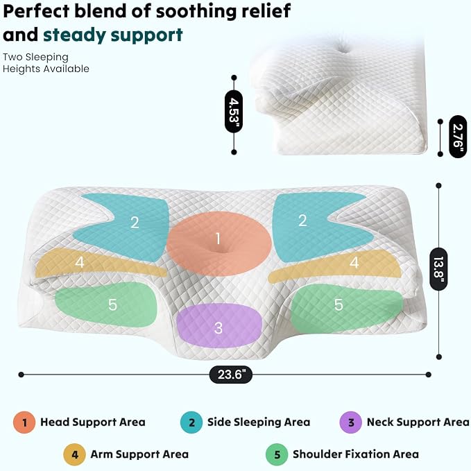 DUMOS Cervical Neck Pillow for Sleeping, Cooling Ergonomic Memory Foam Pillow - Image 8