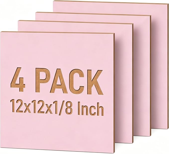4 Pack Pink Basswood Sheets for Crafts, DIY Ornaments & Architectural Models by Creatorally
