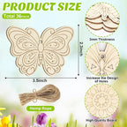 36PCS Wooden Spring Ornaments to Paint, 6 Styles DIY Blank Unfinished Wood - Image 7