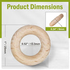 FoDau770 10pcs Natural Beech Wooden Rings, Unfinished Solid Wood Rings Heavy - Image 4