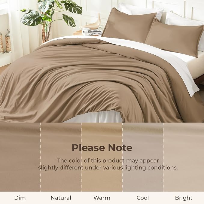 Litanika Comforters Taupe Super King Size, 3 Pieces Lightweight Solid Bedding - Image 8