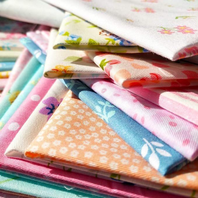 flic-flac 50pcs 10 x 10 inches Cotton Fabric Squares Quilting Sewing Floral - Image 7