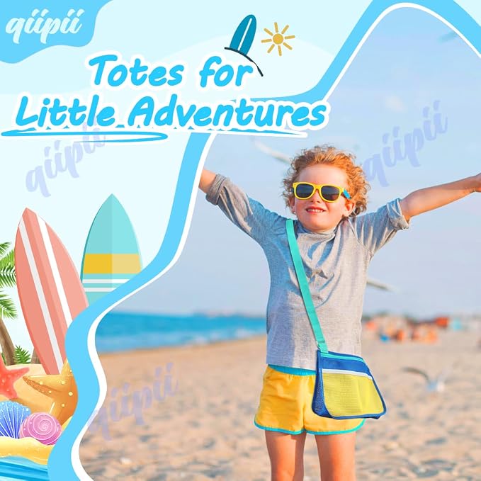qiipii 1 Pack Beach Mesh Bag Shell Collecting Bag Beach Sand Toy Bags - Image 2