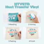 HTVSTD Aegean Blue Boho HTV Heat Transfer Vinyl 8pcs 12×10in Iron on Vinyl | - Image 3