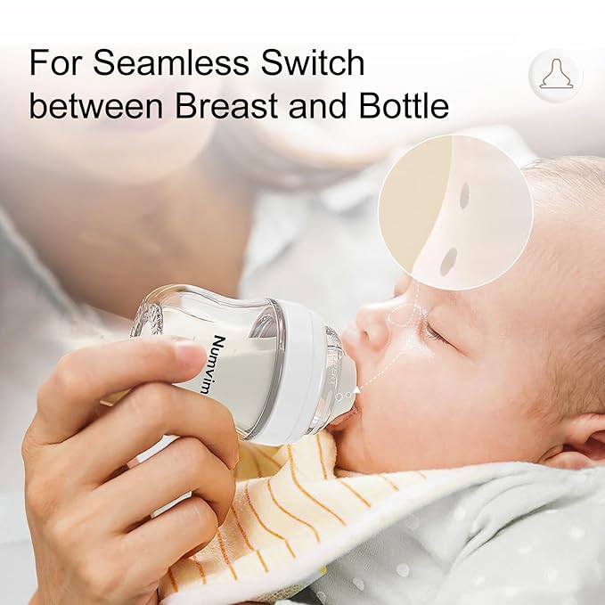 Natural Glass Baby Bottle Gentle & Extra Slow Flow, Newborn Breastfeeding Bottle with Anti Colic Nipple for 0 Months Babies, Includes SS Nipples(3Oz, 2 Packs)