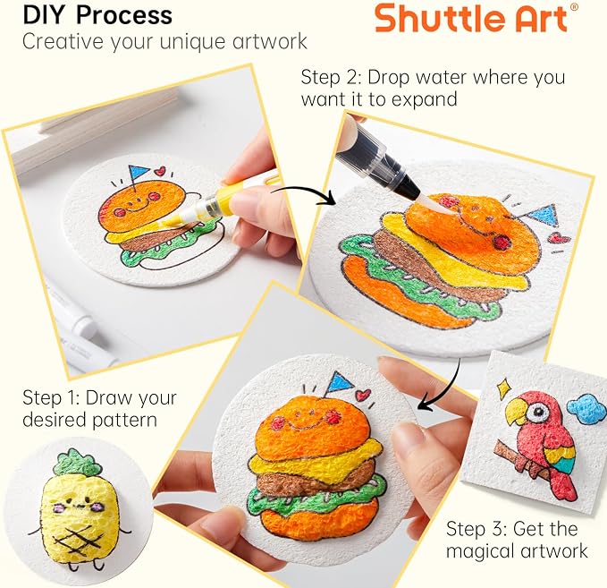 Shuttle Art 68 Pcs Magic Foam Texture Painting Refill Paper Kit - Image 3