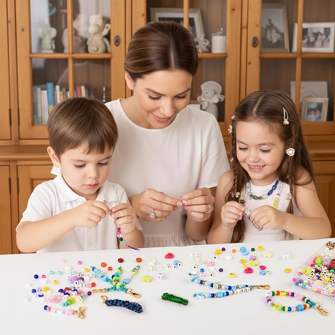 HolidayQbee DIY Bead Keychain Making Kit Beads-421PCS Beaded Bag Charm Making - Image 4
