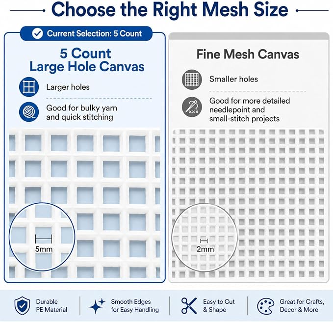 YOUNTHYE 10 PCS 5 Count Plastic Canvas Sheets, 21 x 13.1 Inch Large Hole - Image 5